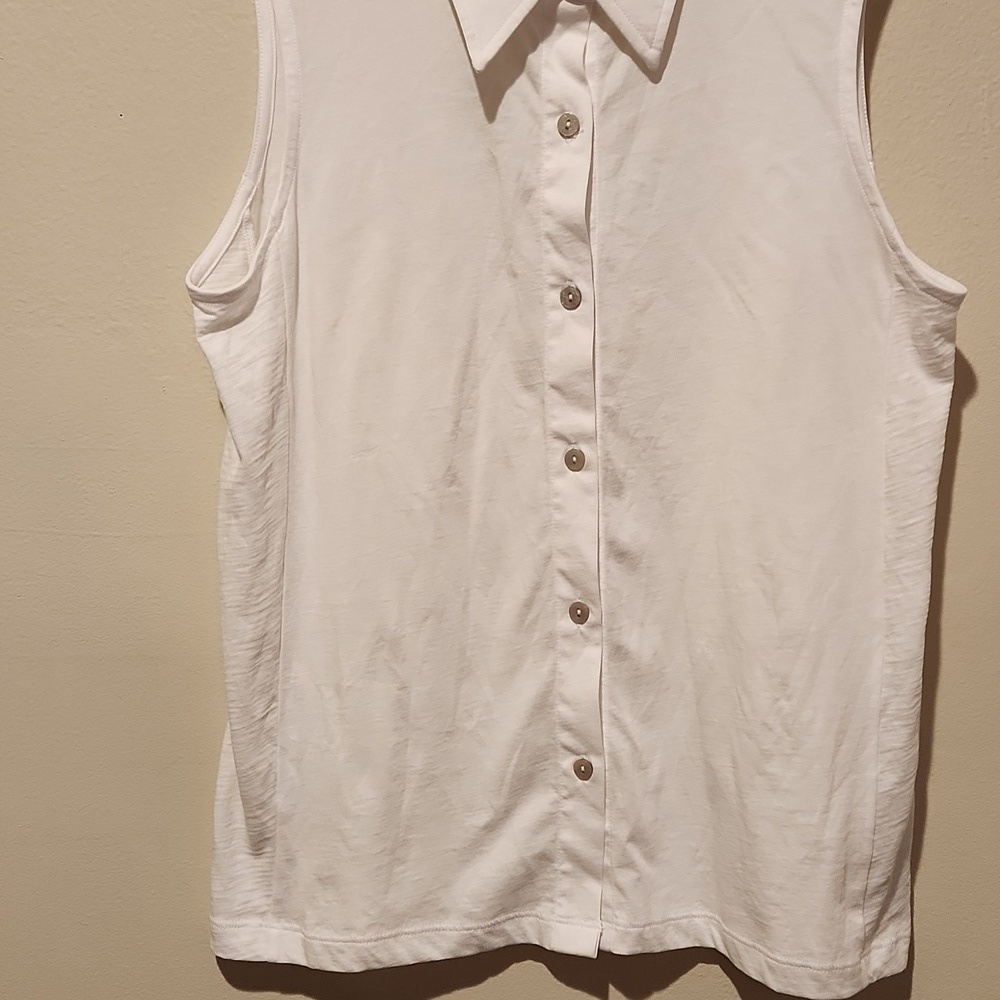 ❤️ NWT! GOLDIE LEWINTER PIMA COTTON SLEEVELESS BUTTON DOWN TOP, MEDIUM - Picture 4 of 6